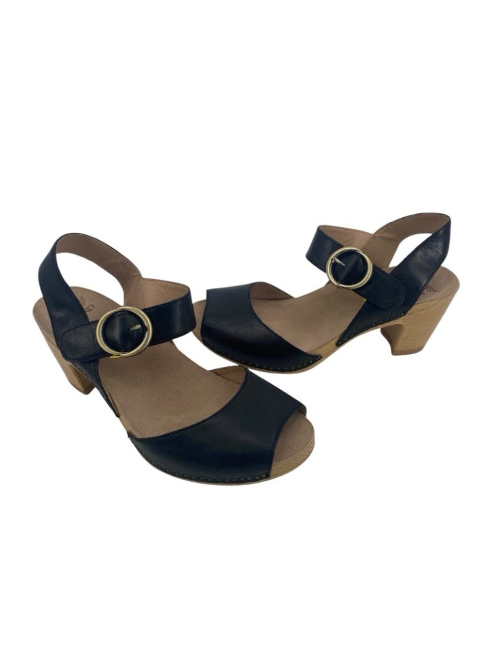 Dansko Tamra Peep Toe Leather Chucky Heels Sandals Shoes Size 40 / US 9.5-10
